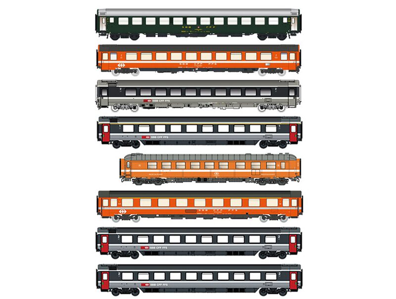 L.S. Models MW 2103 SBB / SNCB 8 tlg. Personenwagen Set Epoche V, EC96 IRIS